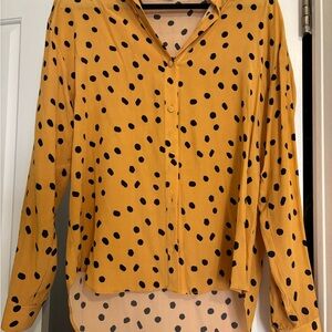 L’Academie Polka Dot Button-Up Blouse - Mustard